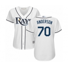 Women's Tampa Bay Rays #70 Nick Anderson Authentic White Home Cool Base Baseball Player Jersey