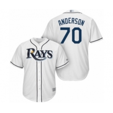Youth Tampa Bay Rays #70 Nick Anderson Authentic White Home Cool Base Baseball Player Jersey