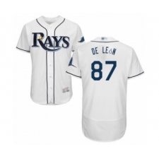 Men's Tampa Bay Rays #87 Jose De Leon Home White Home Flex Base Authentic Collection Baseball Player Jersey