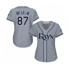 Women's Tampa Bay Rays #87 Jose De Leon Authentic Grey Road Cool Base Baseball Player Jersey