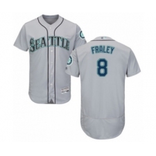 Men's Seattle Mariners #8 Jake Fraley Grey Road Flex Base Authentic Collection Baseball Player Jersey