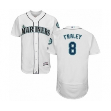 Men's Seattle Mariners #8 Jake Fraley White Home Flex Base Authentic Collection Baseball Player Jersey