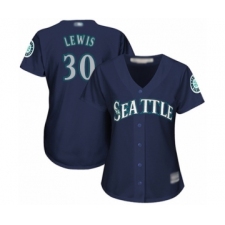 Women's Seattle Mariners #30 Kyle Lewis Authentic Navy Blue Alternate 2 Cool Base Baseball Player Jersey