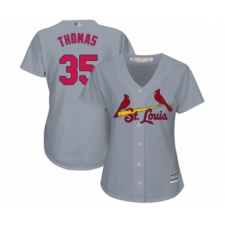 Women's St. Louis Cardinals #35 Lane Thomas Authentic Grey Road Cool Base Baseball Player Jersey
