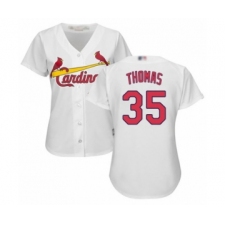 Women's St. Louis Cardinals #35 Lane Thomas Authentic White Home Cool Base Baseball Player Jersey