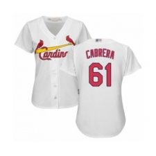 Women's St. Louis Cardinals #61 Genesis Cabrera Authentic White Home Cool Base Baseball Player Jersey