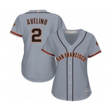 Women's San Francisco Giants #2 Abiatal Avelino Authentic Grey Road Cool Base Baseball Player Jersey