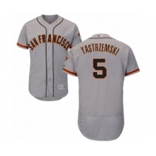 Men's San Francisco Giants #5 Mike Yastrzemski Grey Road Flex Base Authentic Collection Baseball Player Jersey
