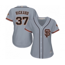 Women's San Francisco Giants #37 Joey Rickard Authentic Grey Road 2 Cool Base Baseball Player Jersey