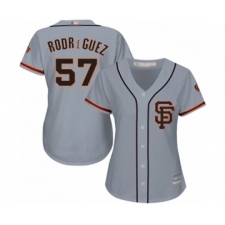 Women's San Francisco Giants #57 Dereck Rodriguez Authentic Grey Road 2 Cool Base Baseball Player Jersey