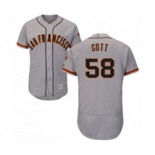 Men's San Francisco Giants #58 Trevor Gott Grey Road Flex Base Authentic Collection Baseball Player Jersey