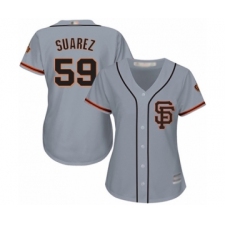 Women's San Francisco Giants #59 Andrew Suarez Authentic Grey Road 2 Cool Base Baseball Player Jersey