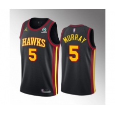 Men's Atlanta Hawks #5 Dejounte Murray Black Stitched Jersey