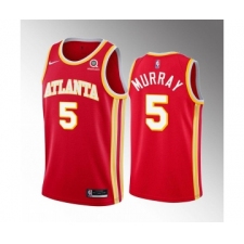 Men's Atlanta Hawks #5 Dejounte Murray Red Stitched Jersey