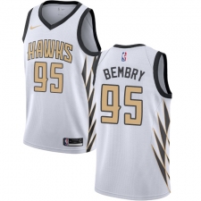 Men's Nike Atlanta Hawks #95 DeAndre' Bembry Swingman White NBA Jersey - City Edition