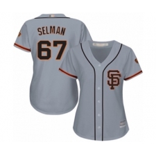 Women's San Francisco Giants #67 Sam Selman Authentic Grey Road 2 Cool Base Baseball Player Jersey