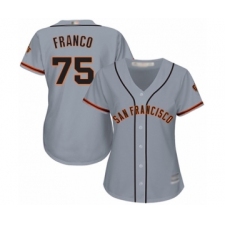 Women's San Francisco Giants #75 Enderson Franco Authentic Grey Road Cool Base Baseball Player Jersey