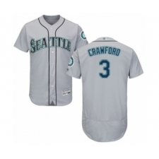 Men's Seattle Mariners #3 J.P. Crawford Grey Road Flex Base Authentic Collection Baseball Player Jersey