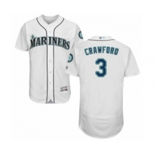 Men's Seattle Mariners #3 J.P. Crawford White Home Flex Base Authentic Collection Baseball Player Jersey