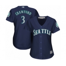 Women's Seattle Mariners #3 J.P. Crawford Authentic Navy Blue Alternate 2 Cool Base Baseball Player Jersey