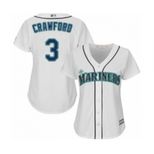 Women's Seattle Mariners #3 J.P. Crawford Authentic White Home Cool Base Baseball Player Jersey