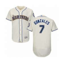 Men's Seattle Mariners #7 Marco Gonzales Cream Alternate Flex Base Authentic Collection Baseball Player Jersey