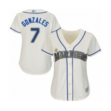 Women's Seattle Mariners #7 Marco Gonzales Authentic Cream Alternate Cool Base Baseball Player Jersey