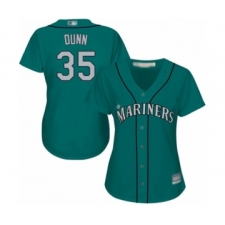Women's Seattle Mariners #35 Justin Dunn Authentic Teal Green Alternate Cool Base Baseball Player Jersey