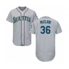 Men's Seattle Mariners #36 Reggie McClain Grey Road Flex Base Authentic Collection Baseball Player Jersey