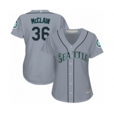 Women's Seattle Mariners #36 Reggie McClain Authentic Grey Road Cool Base Baseball Player Jersey