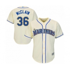 Youth Seattle Mariners #36 Reggie McClain Authentic Cream Alternate Cool Base Baseball Player Jersey