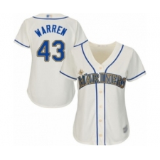 Women's Seattle Mariners #43 Art Warren Authentic Cream Alternate Cool Base Baseball Player Jersey