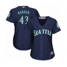 Women's Seattle Mariners #43 Art Warren Authentic Navy Blue Alternate 2 Cool Base Baseball Player Jersey