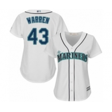 Women's Seattle Mariners #43 Art Warren Authentic White Home Cool Base Baseball Player Jersey