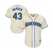 Youth Seattle Mariners #43 Art Warren Authentic Cream Alternate Cool Base Baseball Player Jersey
