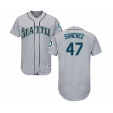 Men's Seattle Mariners #47 Ricardo Sanchez Grey Road Flex Base Authentic Collection Baseball Player Jersey