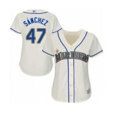 Women's Seattle Mariners #47 Ricardo Sanchez Authentic Cream Alternate Cool Base Baseball Player Jersey