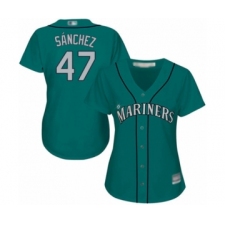Women's Seattle Mariners #47 Ricardo Sanchez Authentic Teal Green Alternate Cool Base Baseball Player Jersey