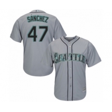 Youth Seattle Mariners #47 Ricardo Sanchez Authentic Grey Road Cool Base Baseball Player Jersey