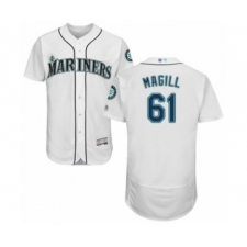 Men's Seattle Mariners #61 Matt Magill White Home Flex Base Authentic Collection Baseball Player Jersey