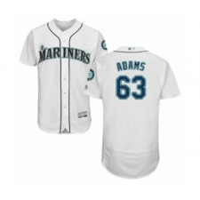Men's Seattle Mariners #63 Austin Adams White Home Flex Base Authentic Collection Baseball Player Jersey