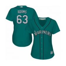 Women's Seattle Mariners #63 Austin Adams Authentic Teal Green Alternate Cool Base Baseball Player Jersey