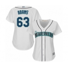 Women's Seattle Mariners #63 Austin Adams Authentic White Home Cool Base Baseball Player Jersey