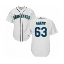 Youth Seattle Mariners #63 Austin Adams Authentic White Home Cool Base Baseball Player Jersey