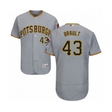 Men's Pittsburgh Pirates #43 Steven Brault Grey Road Flex Base Authentic Collection Baseball Player Jersey