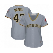 Women's Pittsburgh Pirates #43 Steven Brault Authentic Grey Road Cool Base Baseball Player Jersey