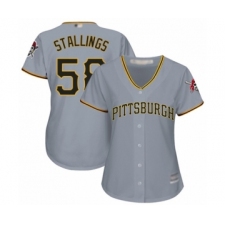 Women's Pittsburgh Pirates #58 Jacob Stallings Authentic Grey Road Cool Base Baseball Player Jersey