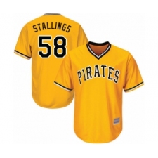 Youth Pittsburgh Pirates #58 Jacob Stallings Authentic Gold Alternate Cool Base Baseball Player Jersey