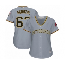 Women's Pittsburgh Pirates #67 Dario Agrazal Authentic Grey Road Cool Base Baseball Player Jersey