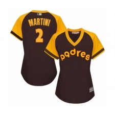 Women's San Diego Padres #2 Nick Martini Authentic Brown Alternate Cooperstown Cool Base Baseball Player Jersey